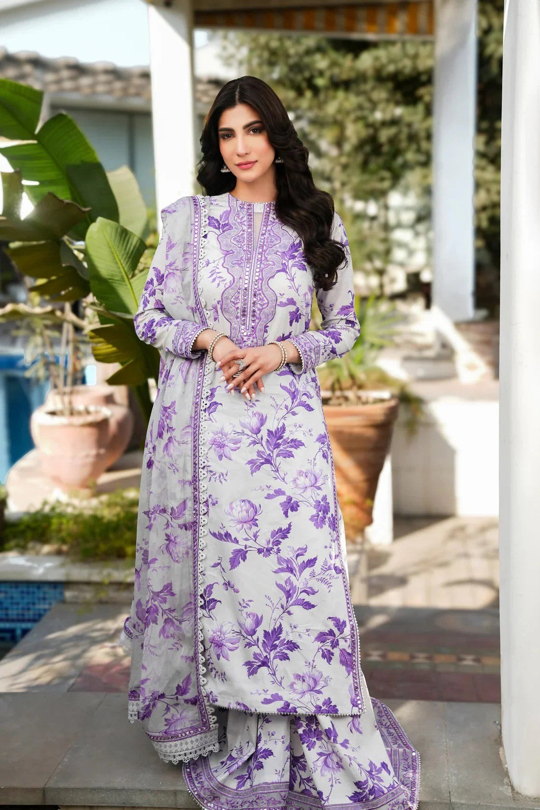 PRINTED KARANDI   EMBROIDERY UNSTITCH DRESS 3 PIECE 518W