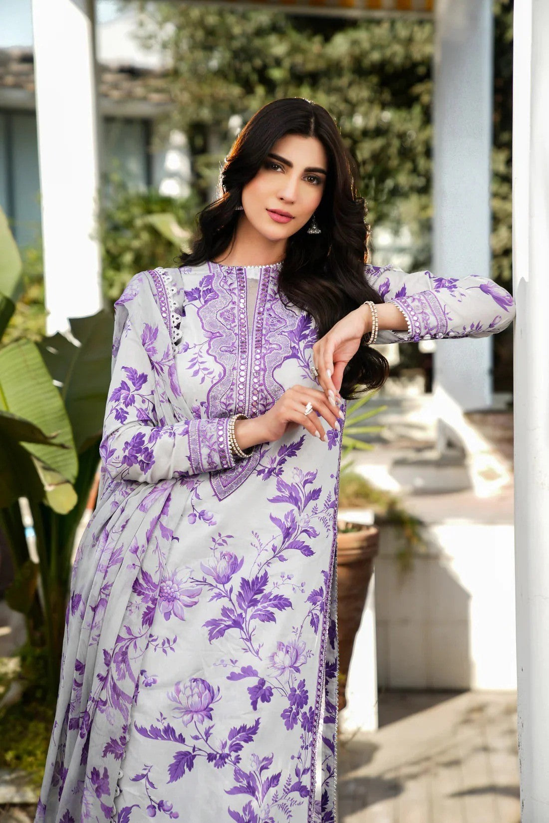 PRINTED KARANDI   EMBROIDERY UNSTITCH DRESS 3 PIECE 518W