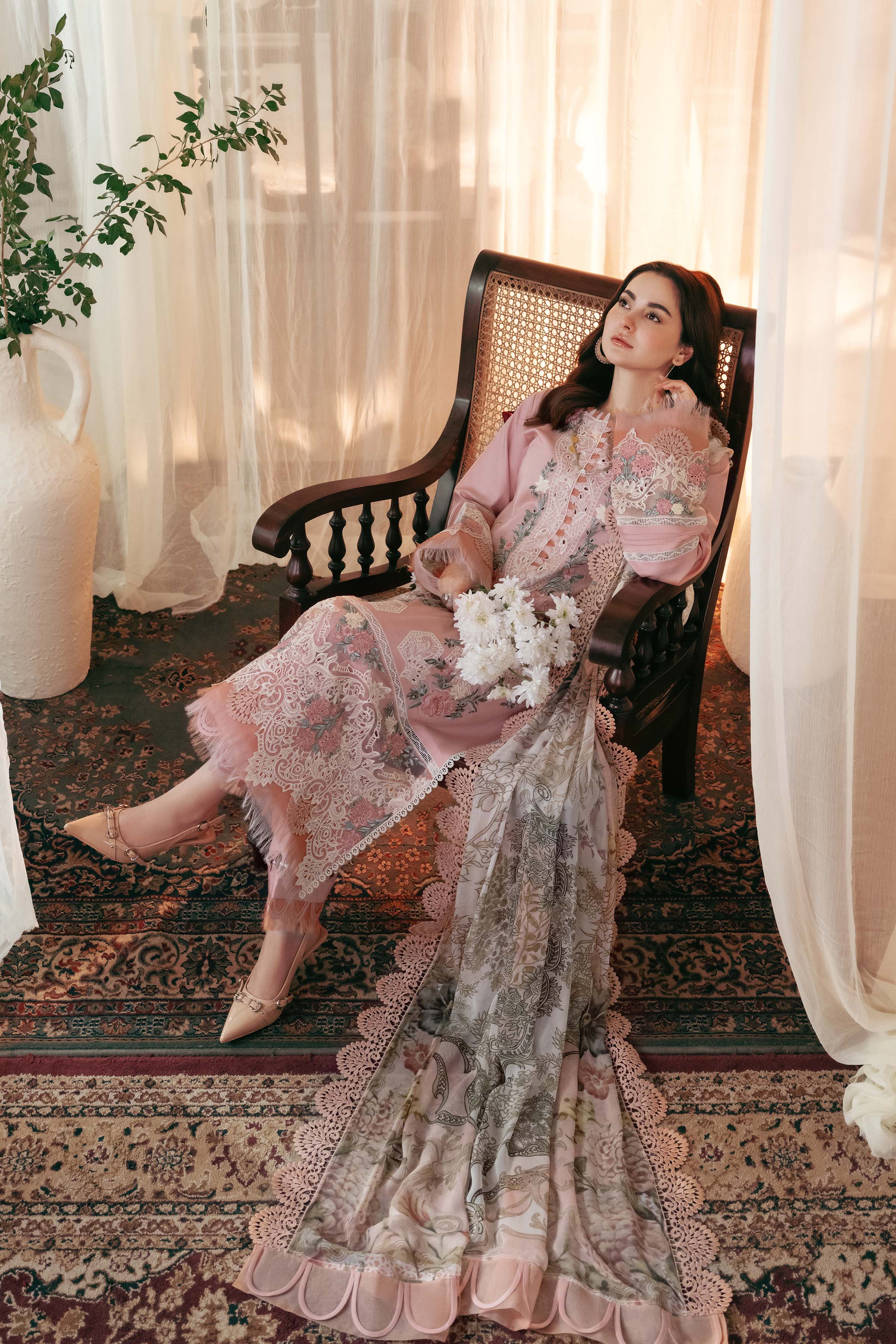 3PC Lawn EMBROIDERED SHIRT WITH  PRINTED DUPATTA  AND TROUSER 501 L