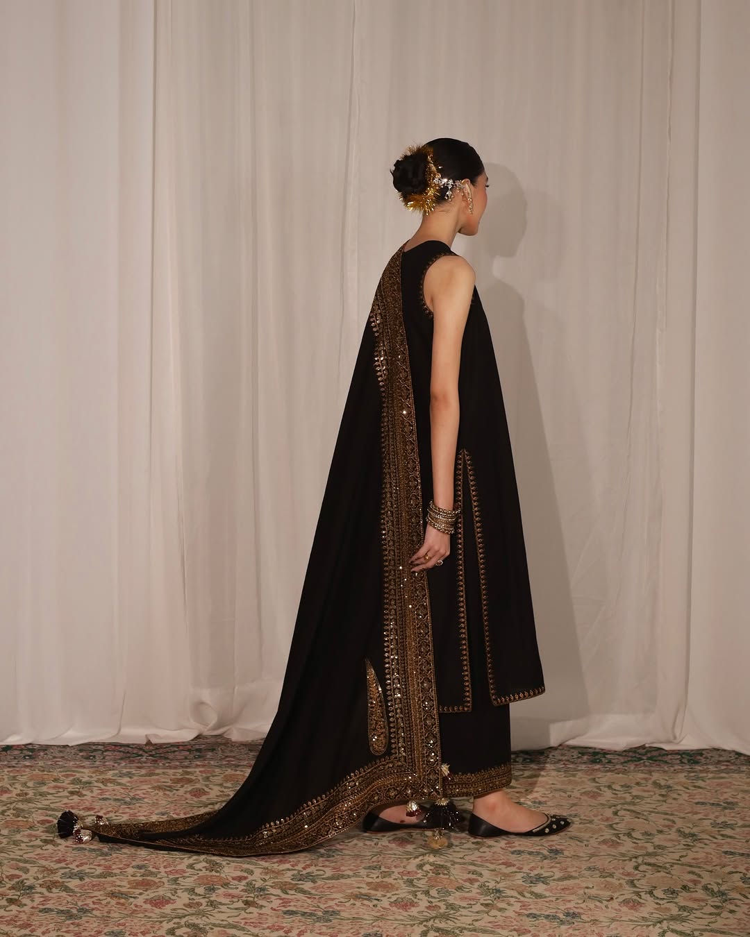 Black  Dhanak  Unstitched  | 3-Piece Stitched Suit- 239