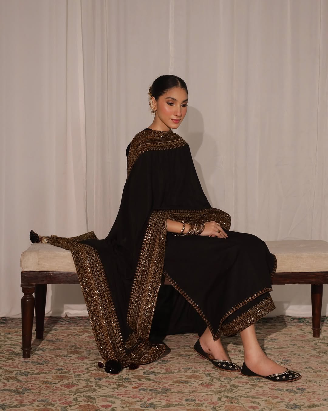 Black  Dhanak  Unstitched  | 3-Piece Stitched Suit- 239