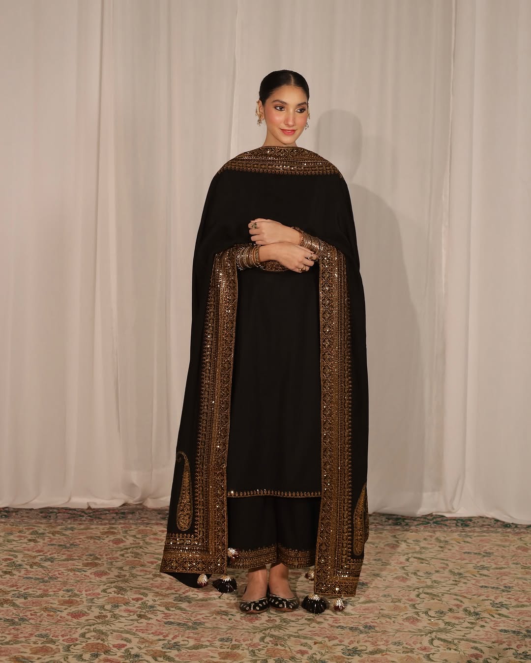 Black  Dhanak  Unstitched  | 3-Piece Stitched Suit- 239