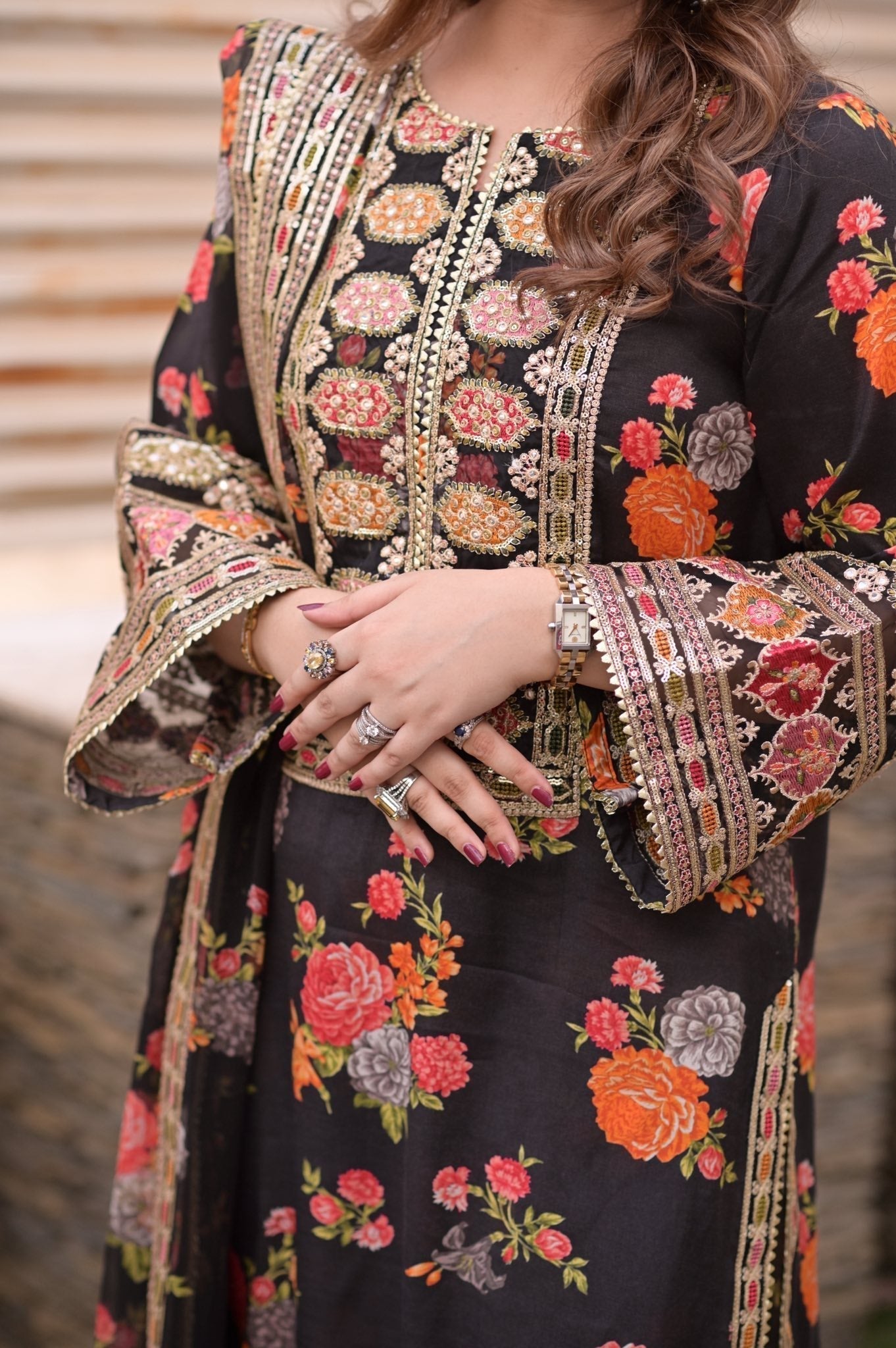 Luxury Silk 3 Piece Unstitched Black 263