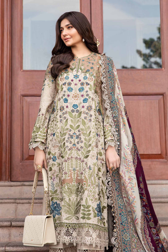 Dhanak-3PC Embroidered Shirt with Digital Printed Wool Shawl - 669