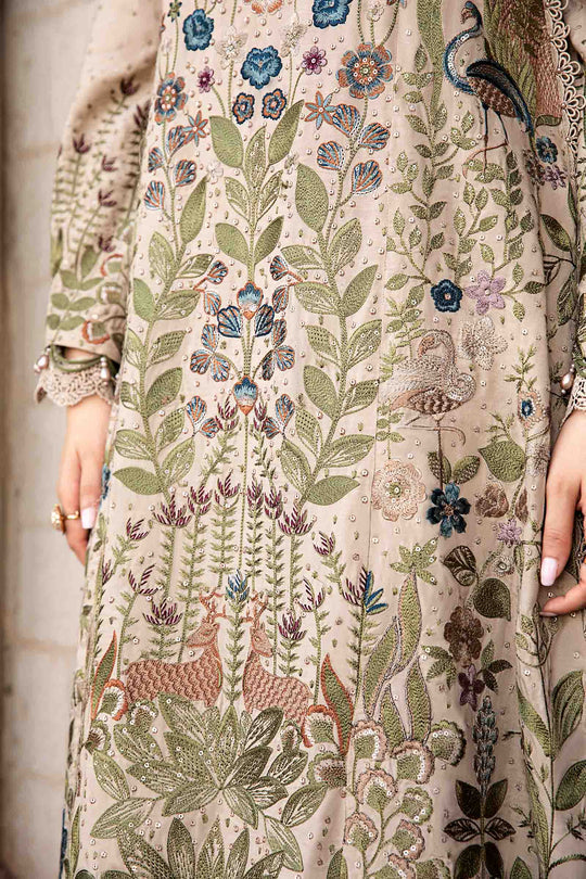 Dhanak-3PC Embroidered Shirt with Digital Printed Wool Shawl - 669