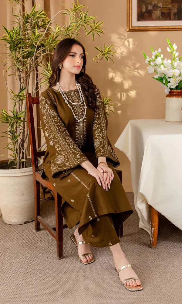 2 Piece Embroidered Lawn Shirt with Dyed Trouser 105