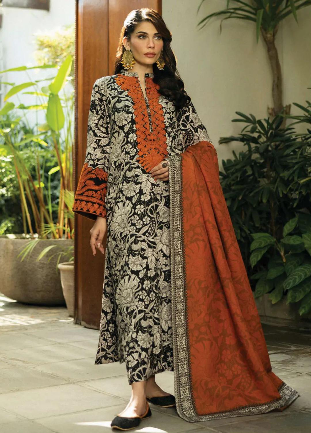 EMBROIDERED PRINTED UNSTITCHED LILEN  208